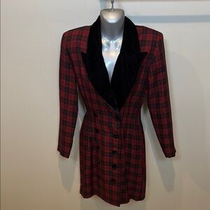 La Belle Red and Black Tailored Blazer with Velvet Lapel